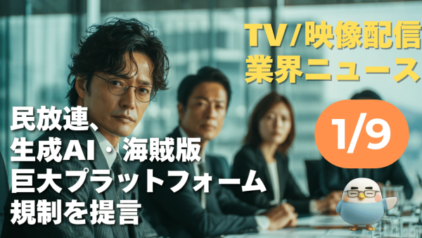 【NEWS 1月9日】民放連、生成AI・海賊版・巨大プラットフォーム規制を提言 他