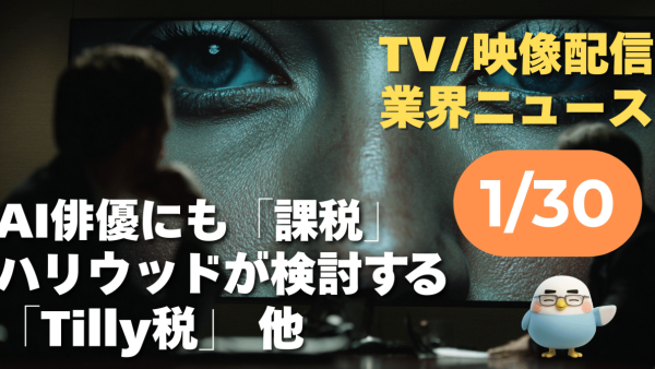 【NEWS 1月30日】AI俳優にも「課税」へ。ハリウッドが検討する新制度「Tilly税」他