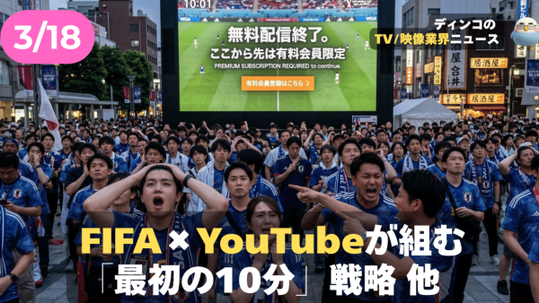 【NEWS 3月18日】FIFA×YouTubeが組む「最初の10分」戦略。W杯中継の常識が変わる 他