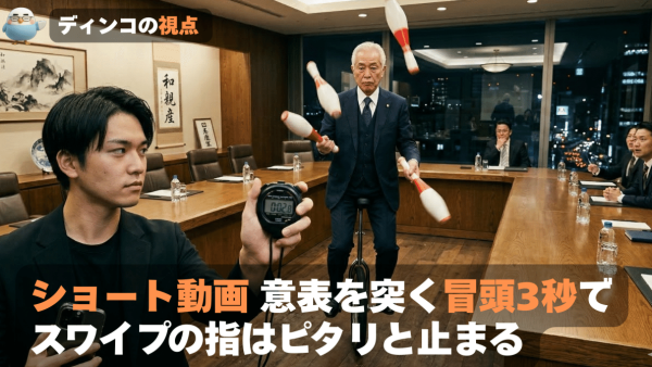 ショート動画 意表を突く冒頭3秒で、スワイプの指はピタリと止まる