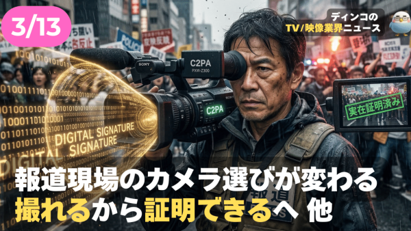 【NEWS 3月13日】報道現場のカメラ選びが変わる「撮れる」から「証明できる」へ、AI時代の機材革命 他