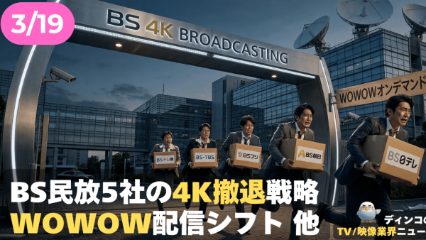 【NEWS 3月19日】BS民放5社の4K「放送」撤退戦略。WOWOW配信シフトが示す業界の未来 他